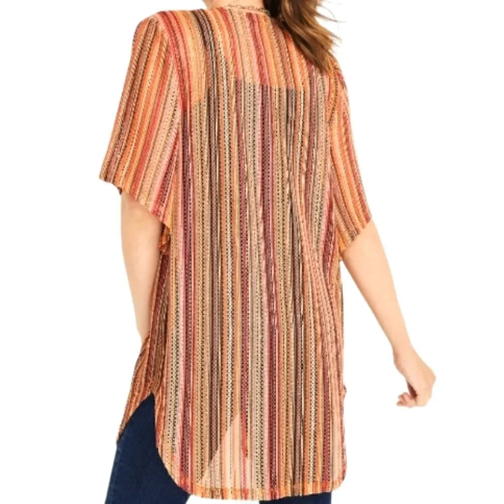 EC MAURICES STRIPED MULTICOLOR KNIT KIMONO SZ.XS